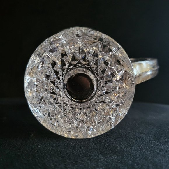 Vintage Pressed Glass Creamer Sawtooth Scalloped Rim, Small Glass Pitcher - Picture 6 of 6